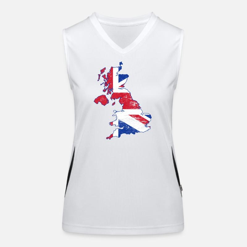 Union Jack UK Map Art Overlay Women's Functional Contrast Tank Top