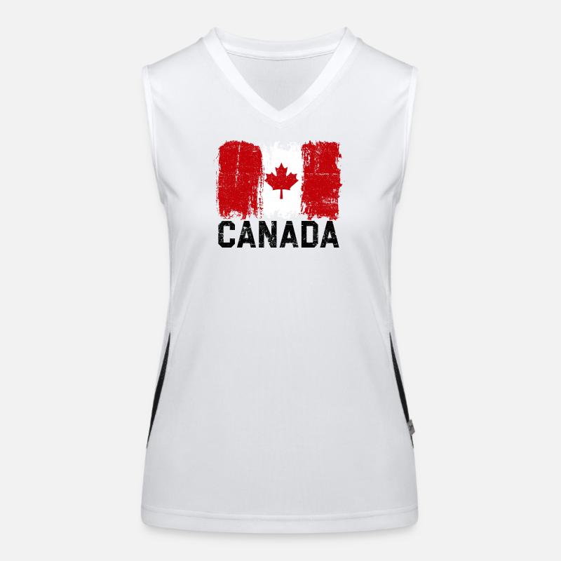 Grunge Canada Flag Maple Leaf Art Women's Functional Contrast Tank Top