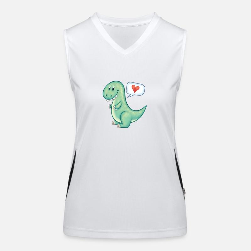 Dino mit Herz Funktionelles Kontrast-Tank Top für Frauen