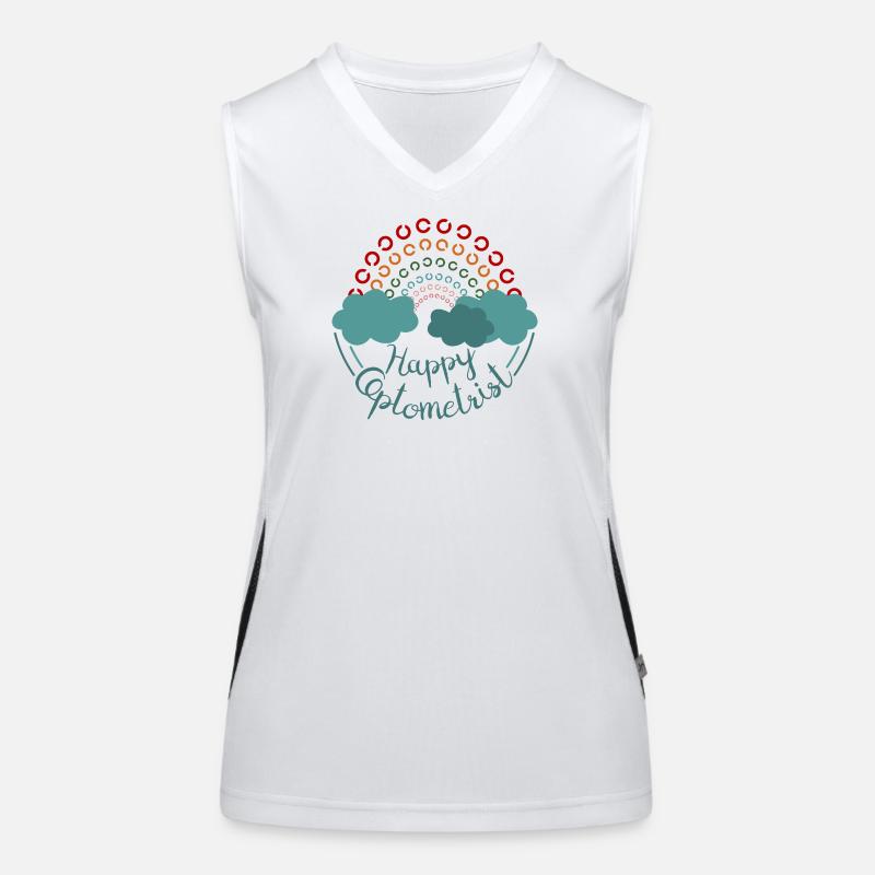 Happy Optometrist Regenbogen Sehtest Landoltringe Funktionelles Kontrast-Tank Top für Frauen
