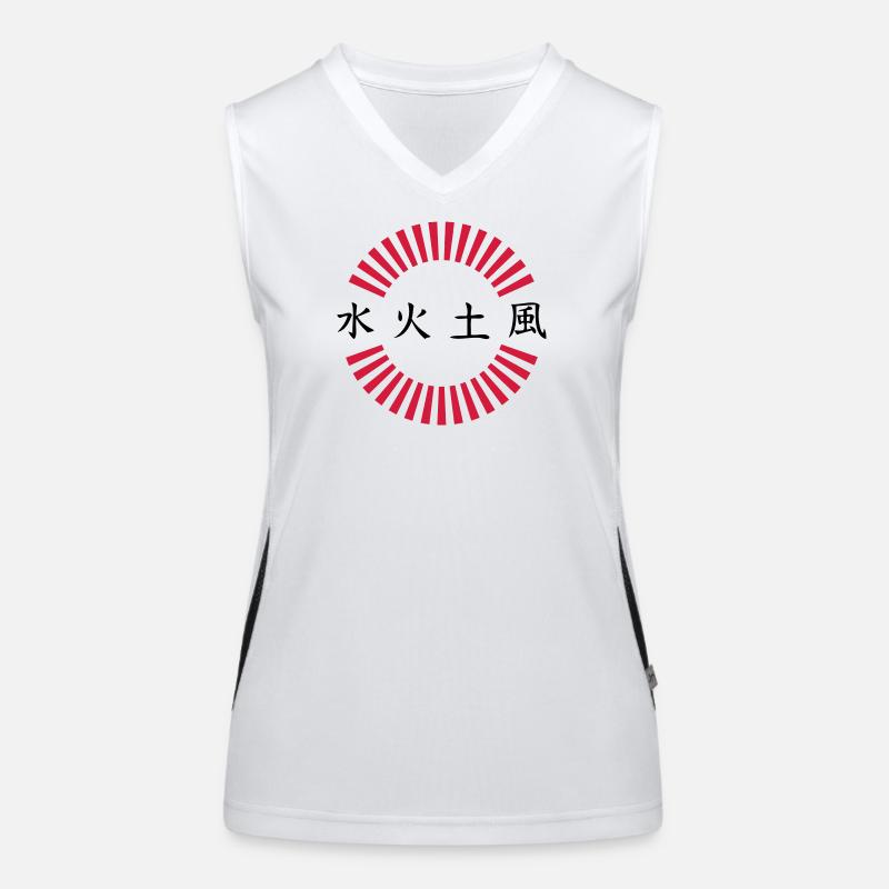 Japan characters fire earth water wind Women's Functional Contrast Tank Top