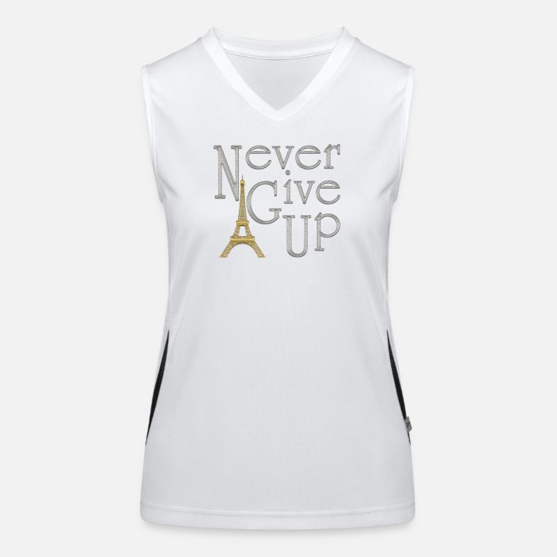NEVER GIVE UP Silber Eiffelturm Gold Funktionelles Kontrast-Tank Top für Frauen