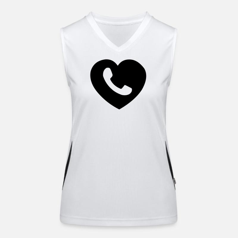 Herz oder Herz mit Telefon ausgeschnittenen Schatten Funktionelles Kontrast-Tank Top für Frauen