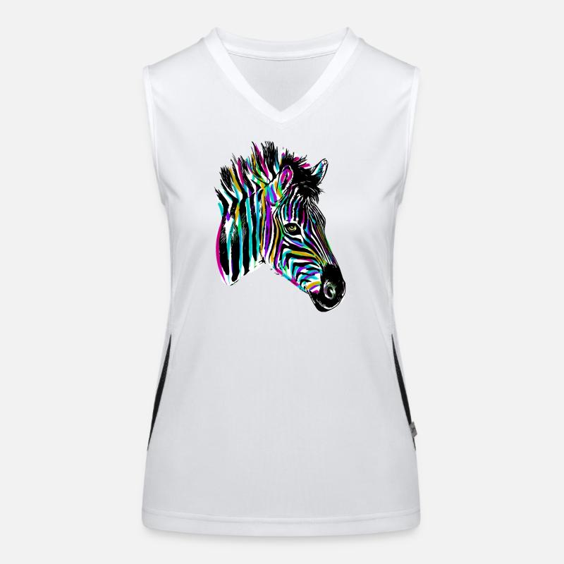 Buntes Zebra - Farbiges Zebra Funktionelles Kontrast-Tank Top für Frauen