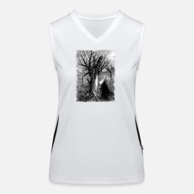 The Wanderer's Shadow by a Dead Tree Women's Functional Contrast Tank Top