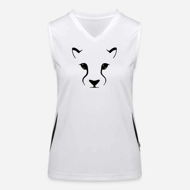 Big cat gaze – elegance with bite - Women's Functional Contrast Tank Top - white/black