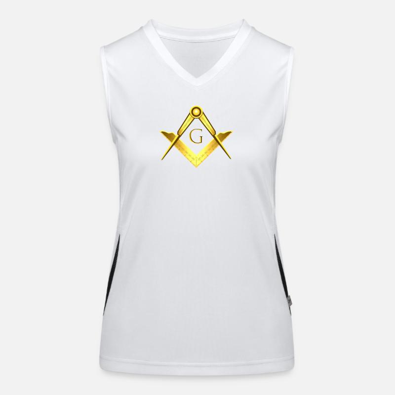 Masonic symbol angle compass gold freemasonry Women's Functional Contrast Tank Top