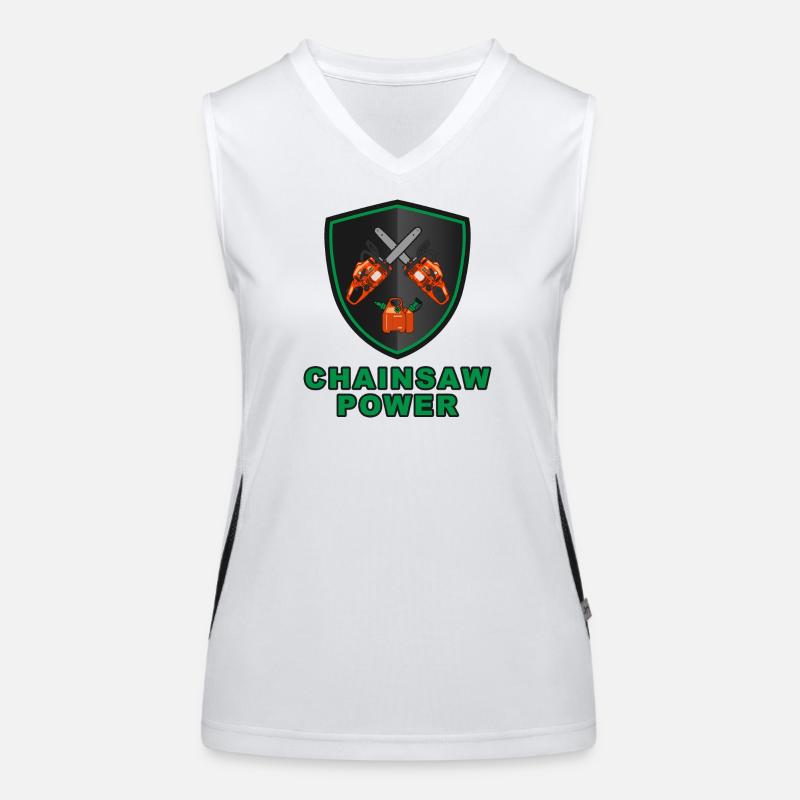 Blason de puissance de tronçonneuse - Boîte combi de carburant Débardeur respirant contrasté Femme