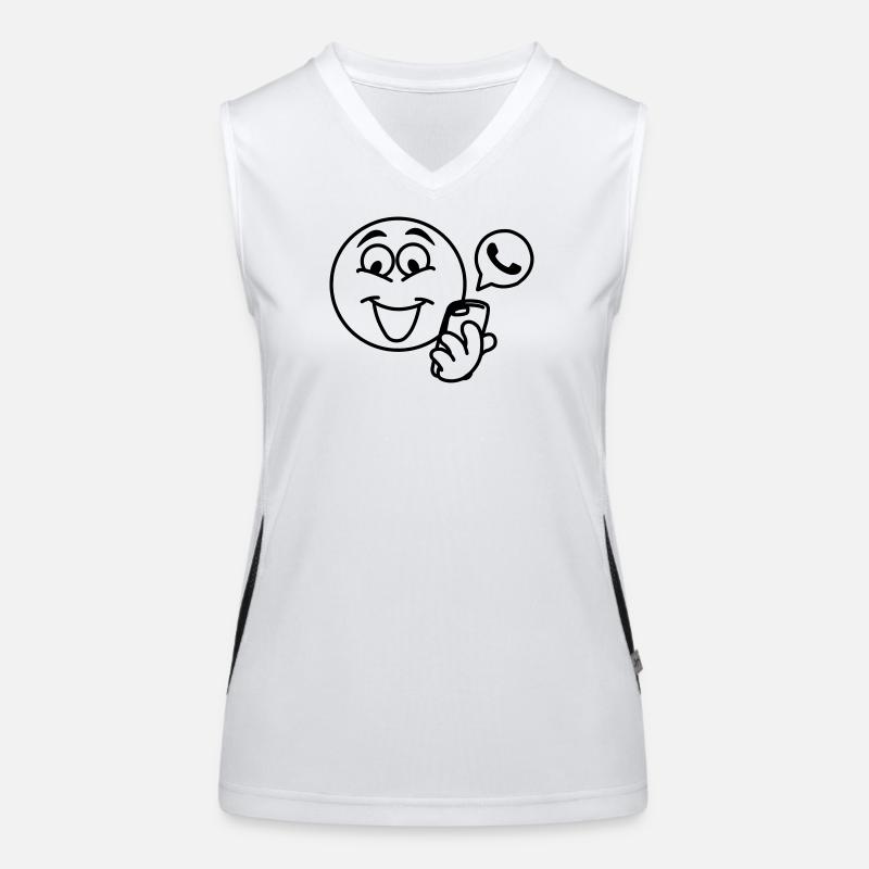 Steckkopf mit Telefon und Popup-Text berich Funktionelles Kontrast-Tank Top für Frauen