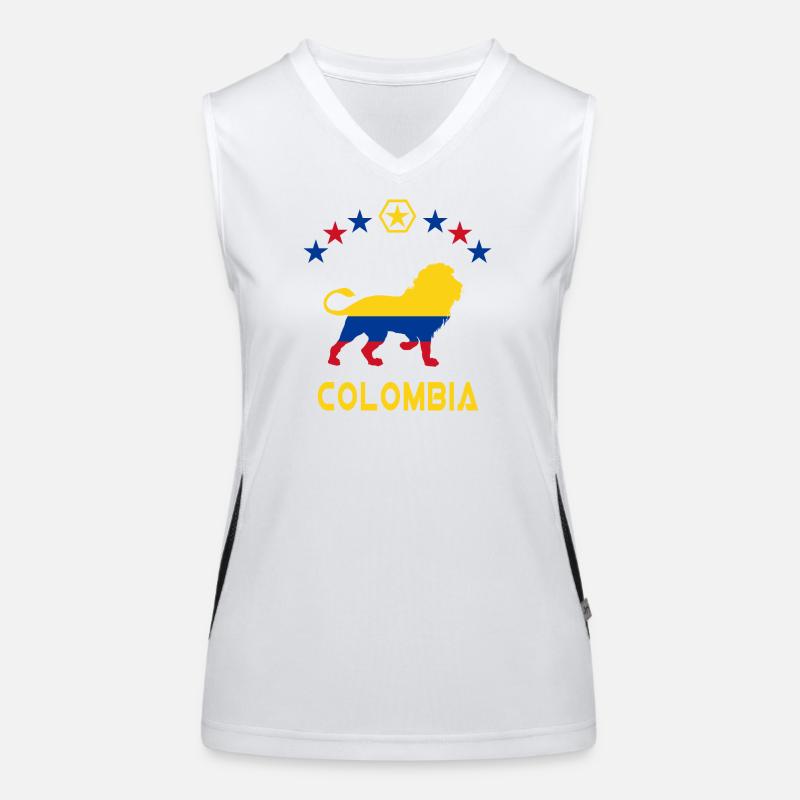 Kolumbien Löwen Design / Geschenkidee Funktionelles Kontrast-Tank Top für Frauen