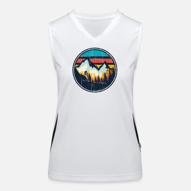 Mountain MTB Sunset Circle Funktionelles Kontrast-Tank Top für Frauen
