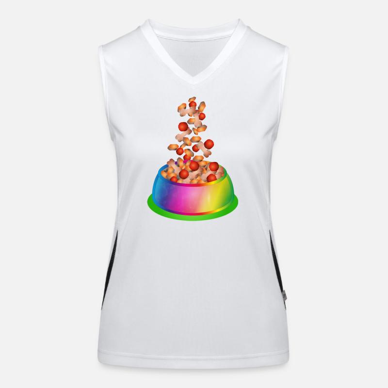 Hundenapf in Regenbogenfarben mit Hundefutter Funktionelles Kontrast-Tank Top für Frauen