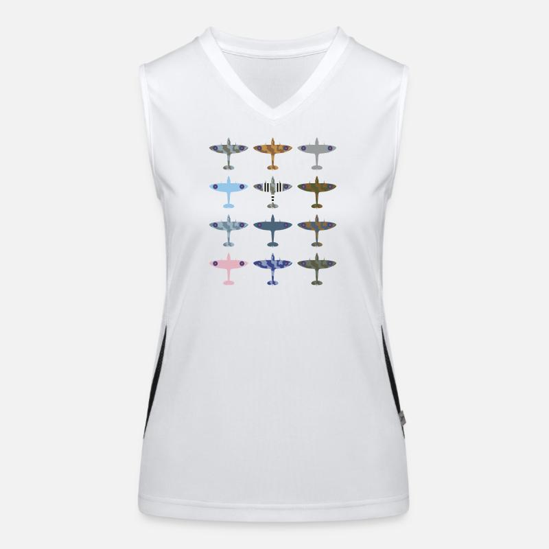Avion de chasse de Spitfire / modèle de camouflage Débardeur respirant contrasté Femme