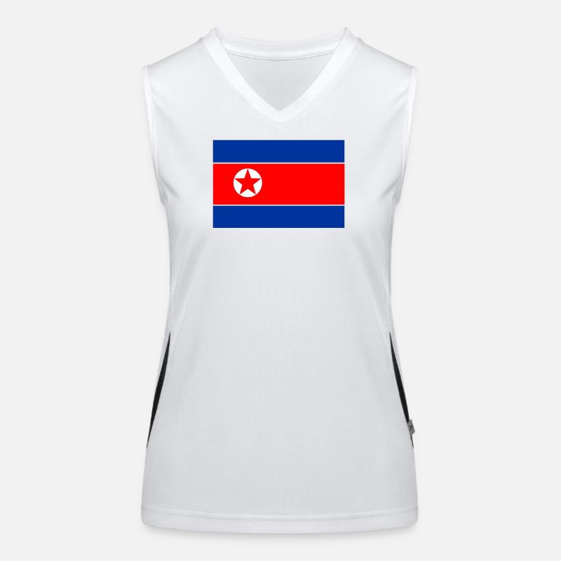 Drapeau du logo de la Corée du Nord Drapeau nord-coréen Débardeur respirant contrasté Femme