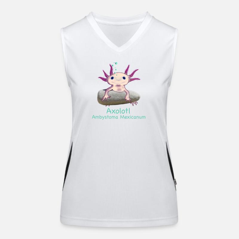 Iconic Axolotl Chilling, Hand Drawn Women's Functional Contrast Tank Top