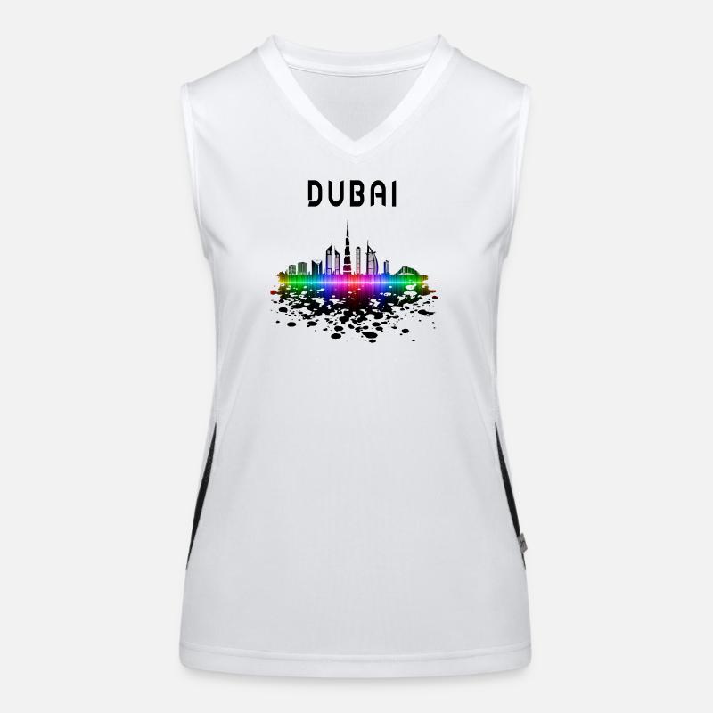 Dubai Skyline Splash Design / Geschenk Funktionelles Kontrast-Tank Top für Frauen