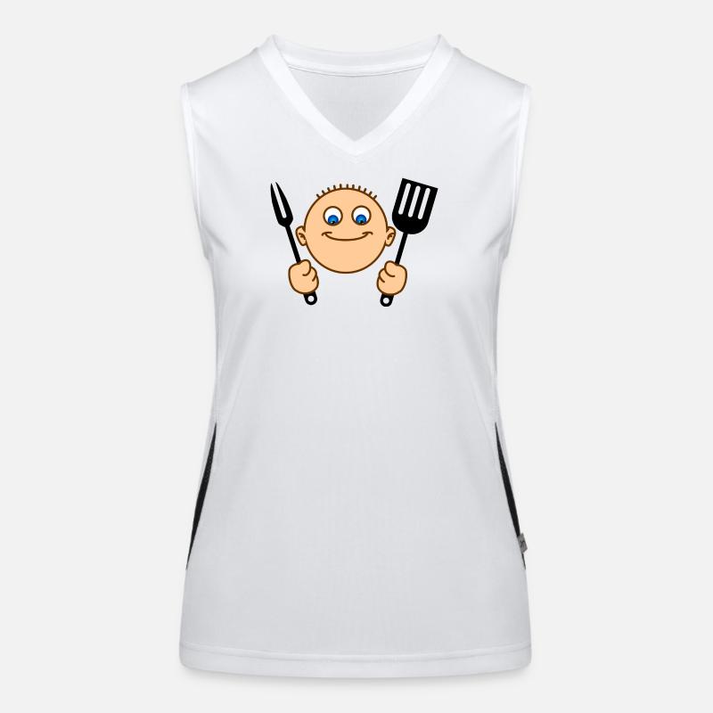 Fröhliche Hilfe in der Küche oder BBQ Funktionelles Kontrast-Tank Top für Frauen