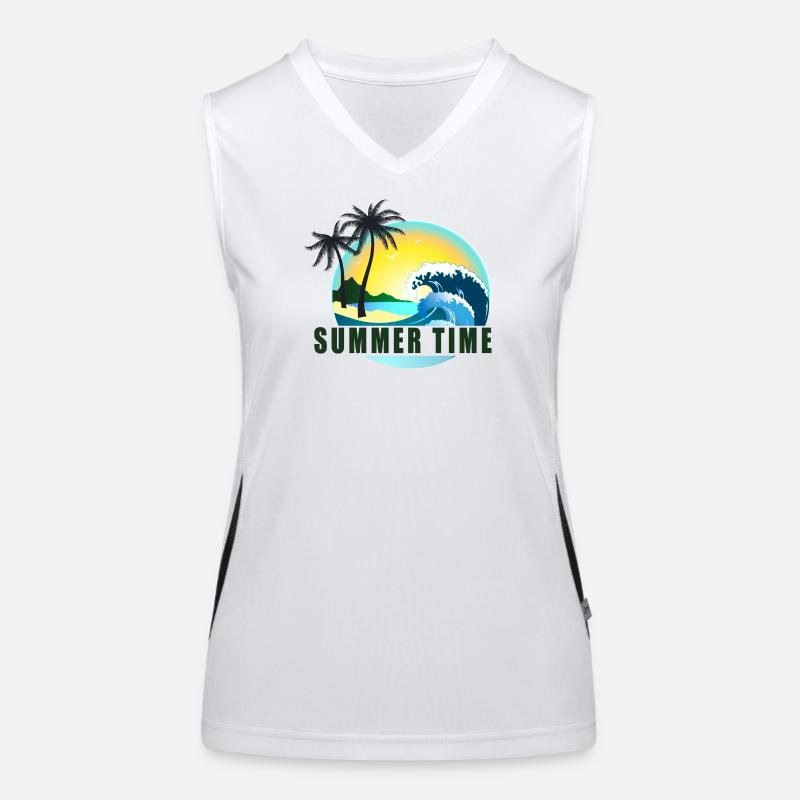 Summertime beach panorama Women's Functional Contrast Tank Top