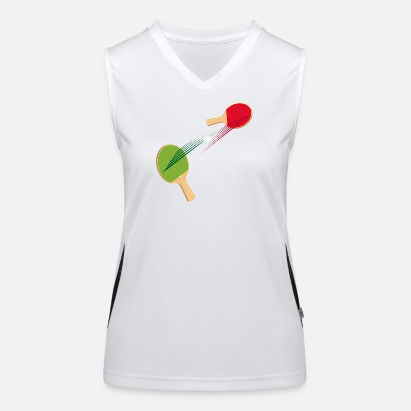 two table tennis bats with ball Women's Functional Contrast Tank Top