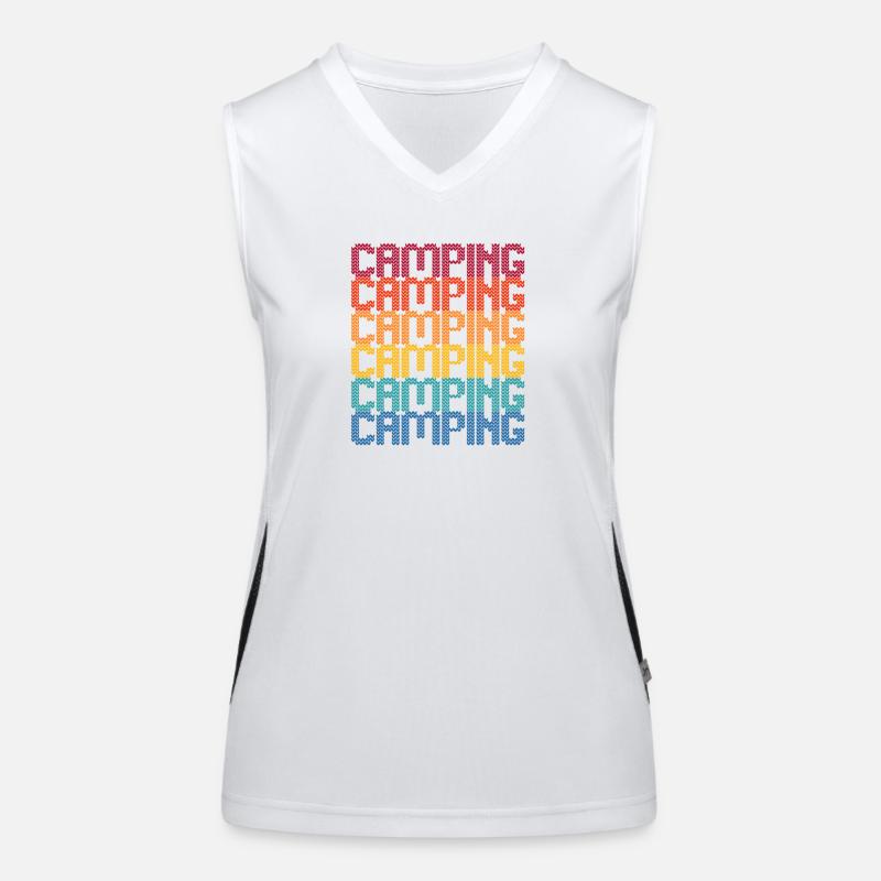 Camping Regenbogen Blockschrift Funktionelles Kontrast-Tank Top für Frauen