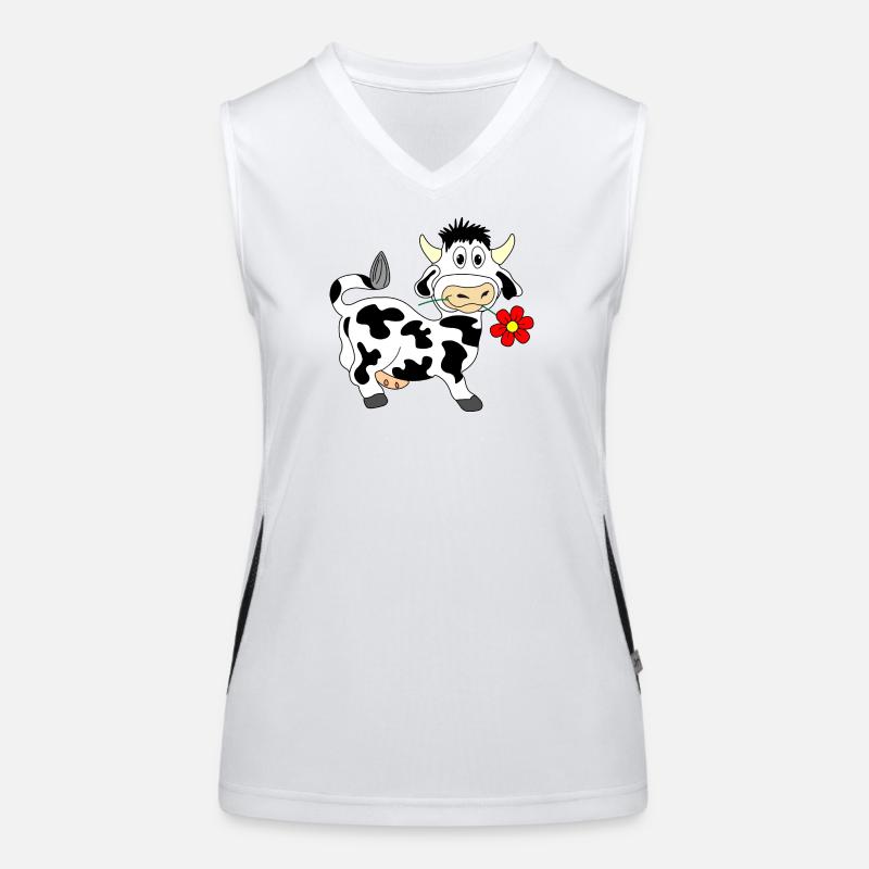 Vache avec une fleur dans la bouche Débardeur respirant contrasté Femme