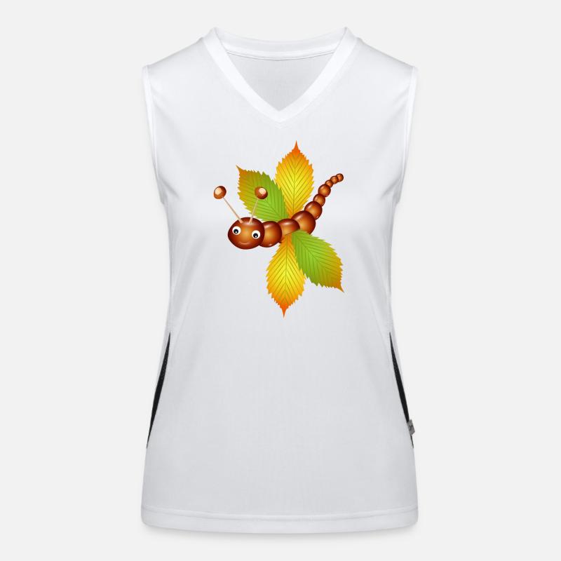 Papillon de châtaignes et de feuilles de châtaignier Débardeur respirant contrasté Femme