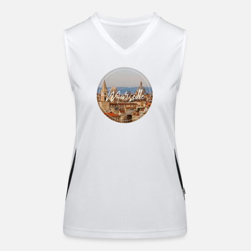 Marseille Cityscape Script Women's Functional Contrast Tank Top
