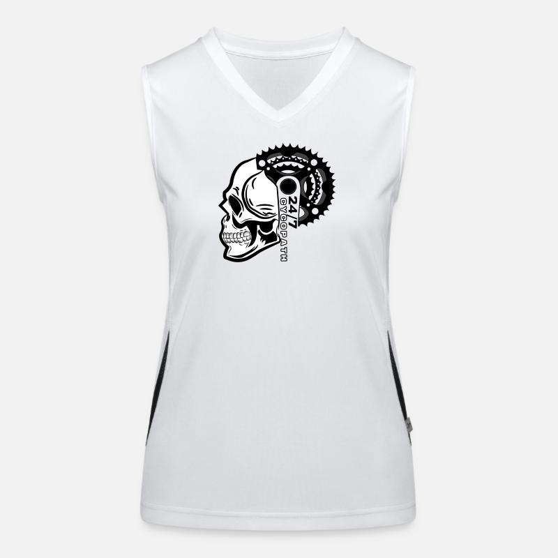 Biker Bicycle Skull Dicton Débardeur respirant contrasté Femme
