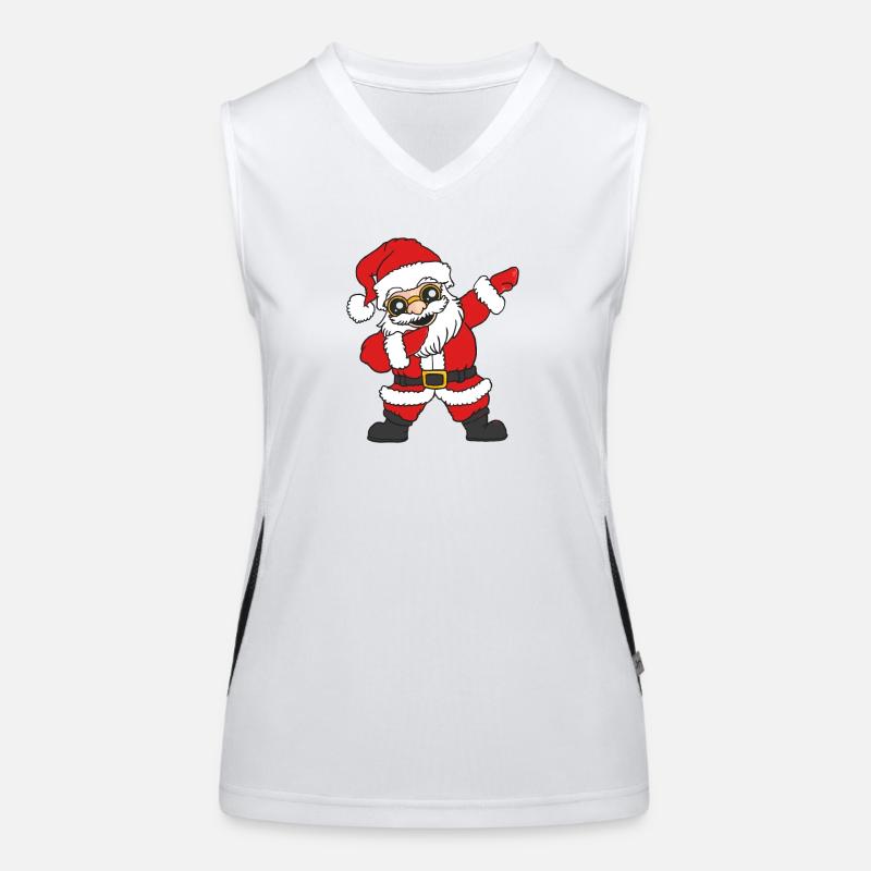 Tanzender Santa mit Brille Funktionelles Kontrast-Tank Top für Frauen