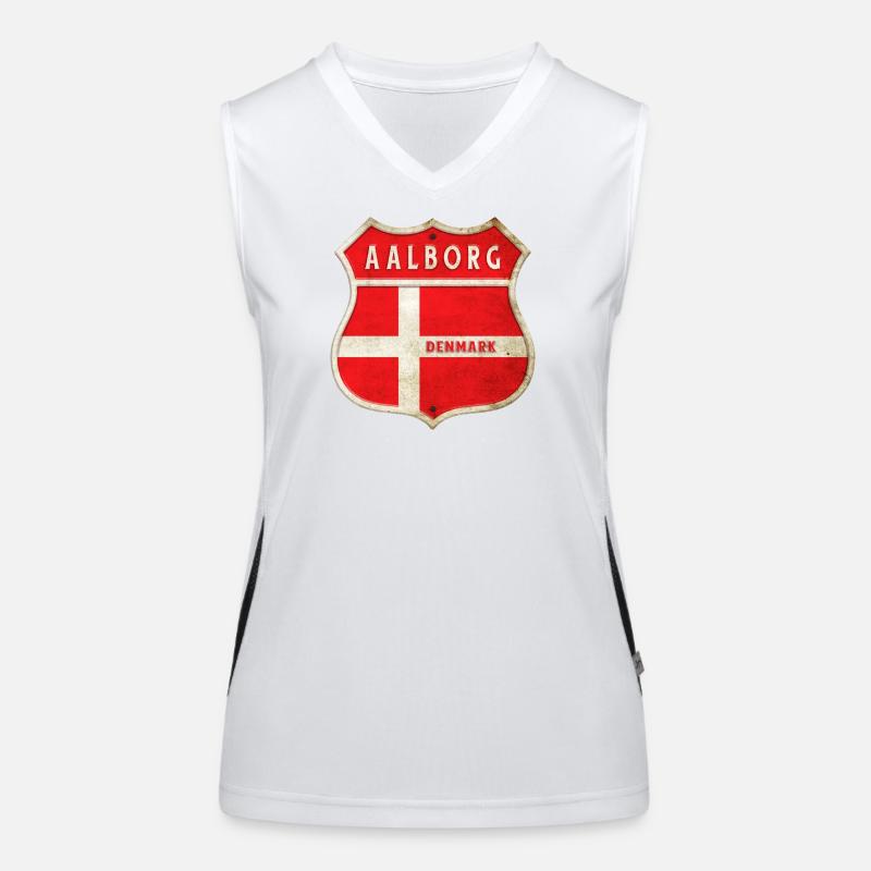 Aalborg Danemark Armoiries Drapeaux Design Débardeur respirant contrasté Femme