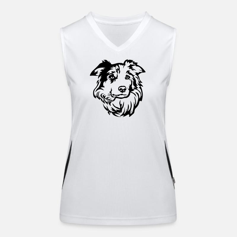 Border Collie Kopf Funktionelles Kontrast-Tank Top für Frauen