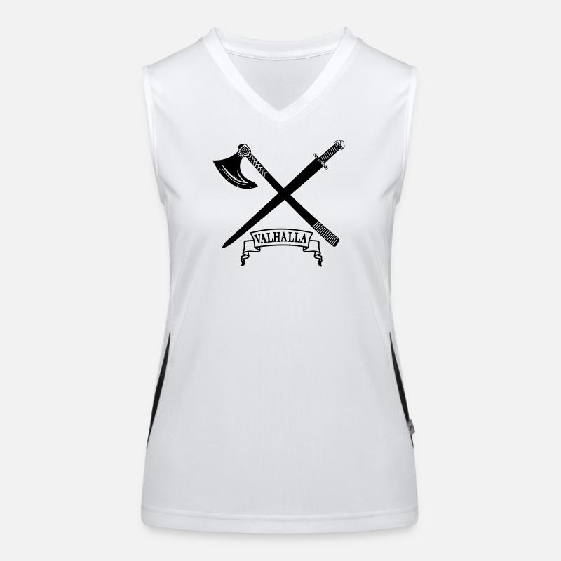 Valhalla with axe and sword Women's Functional Contrast Tank Top