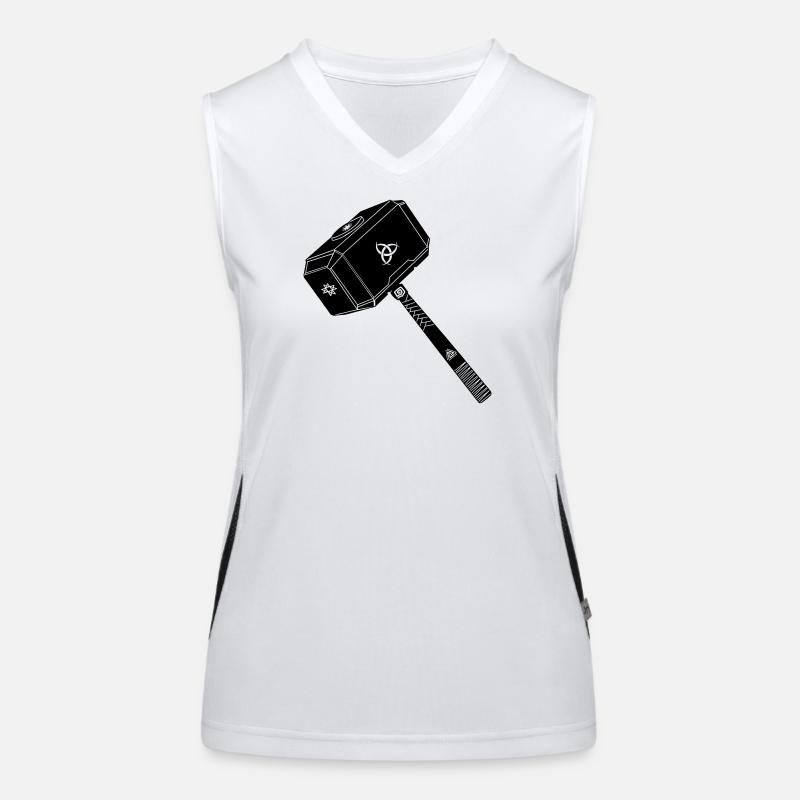 Marteau de thor Thor s avec symboles vikings Débardeur respirant contrasté Femme