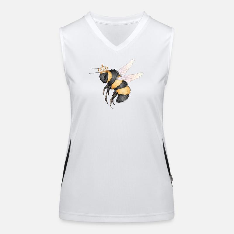 Zeichnung einer fliegenden Hummel mit Krone Funktionelles Kontrast-Tank Top für Frauen