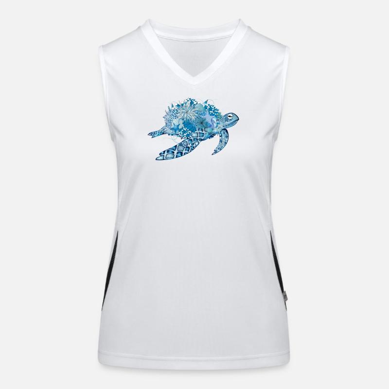 tortue bleue imaginative avec des coraux Débardeur respirant contrasté Femme