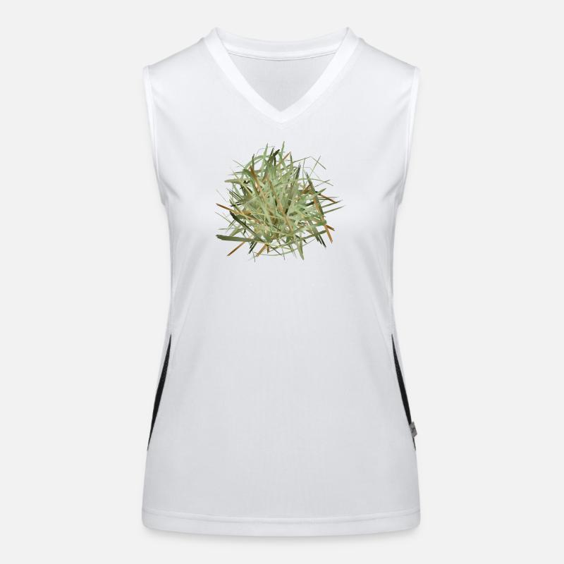 a haystack in shimmering greenish hues Women's Functional Contrast Tank Top