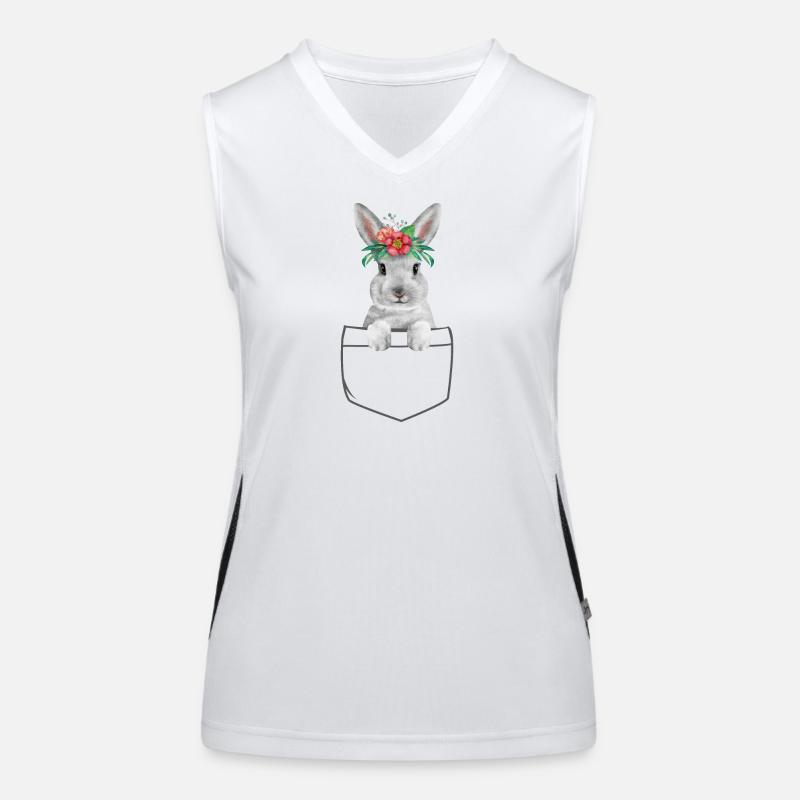 Rabbit Easter Flowers Rabbit Mom Women's Functional Contrast Tank Top