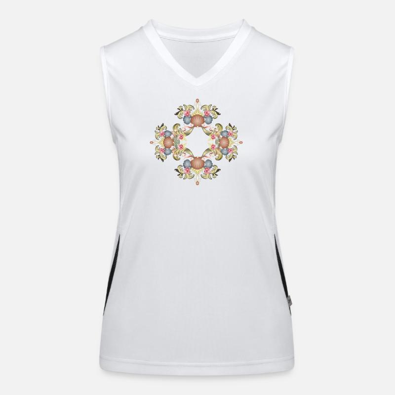Baroque ornament with scallops and roses Women's Functional Contrast Tank Top