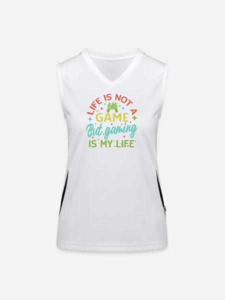 Gaming is my life – Not a game of life - Women's Functional Contrast Tank Top - white/black - Front