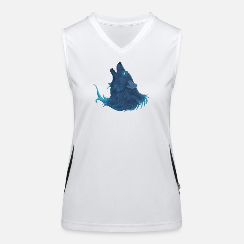 Heulender blauer Wolf - Guide Loup Bleu Funktionelles Kontrast-Tank Top für Frauen
