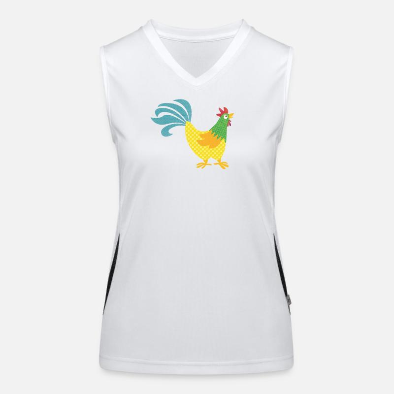 Rooster pattern colorful Easter Farmer Animal love colorful Women's Functional Contrast Tank Top