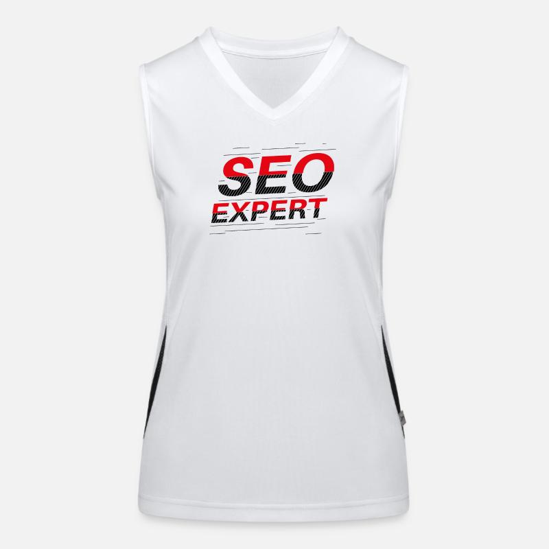 SEO-Experte: Abstrakte Typografie Funktionelles Kontrast-Tank Top für Frauen