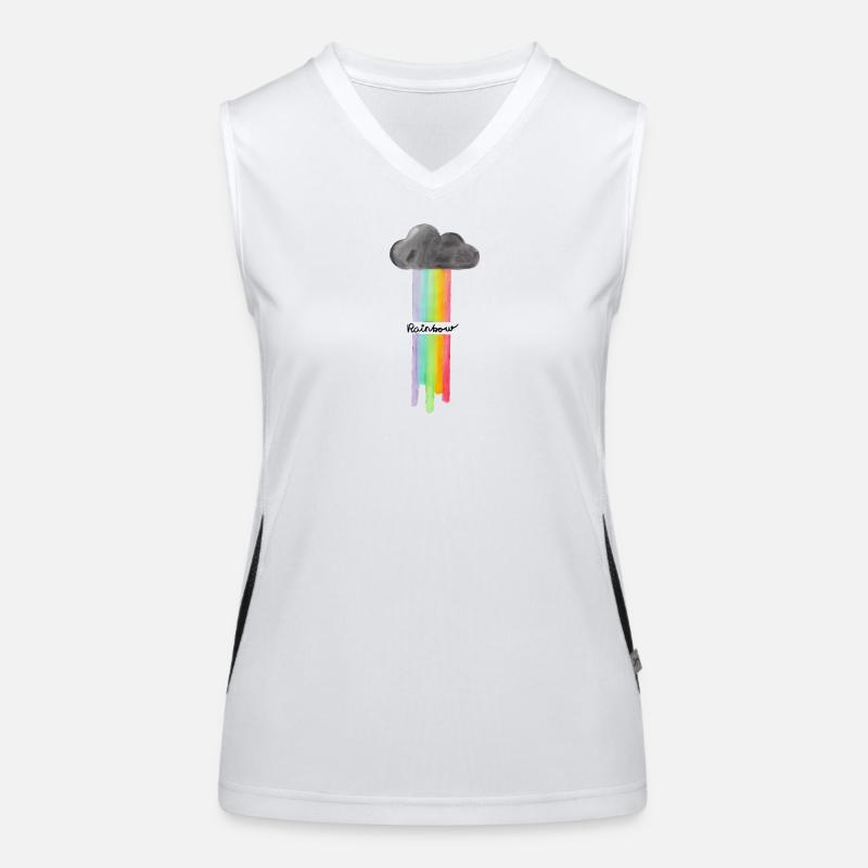 Regenbogen Wolke Tropfen Funktionelles Kontrast-Tank Top für Frauen