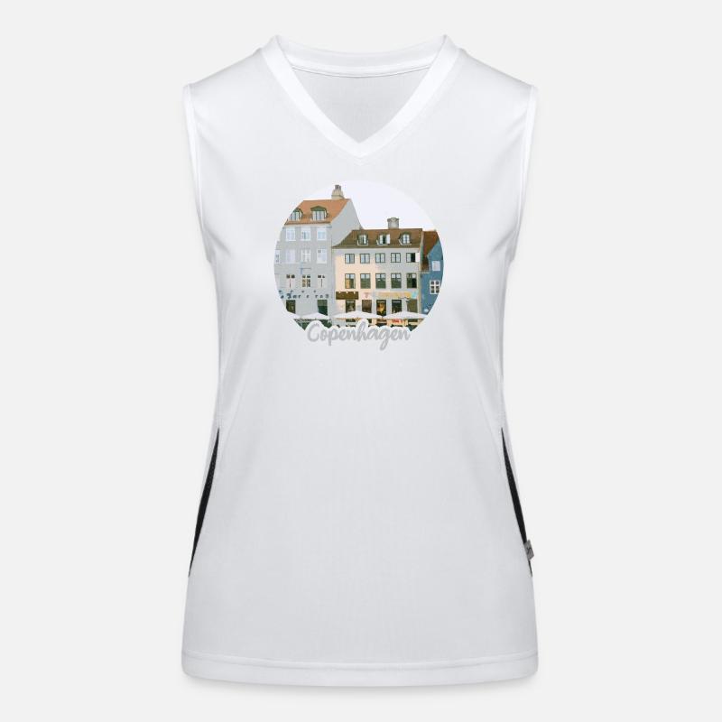 Kopenhagen Hafenflair Stadthäuser Funktionelles Kontrast-Tank Top für Frauen