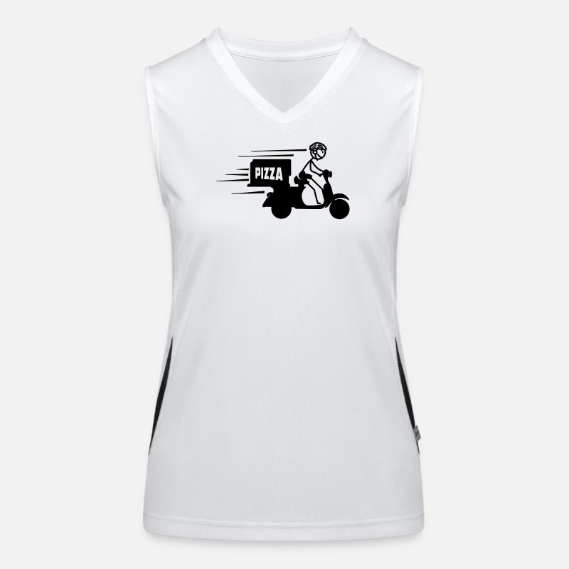 Scooter package or pizza text PIZZA Women's Functional Contrast Tank Top