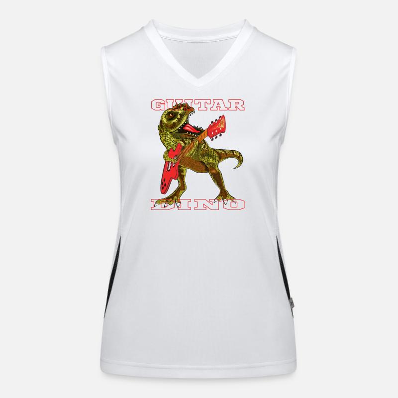 Dinosaur with guitar Women's Functional Contrast Tank Top