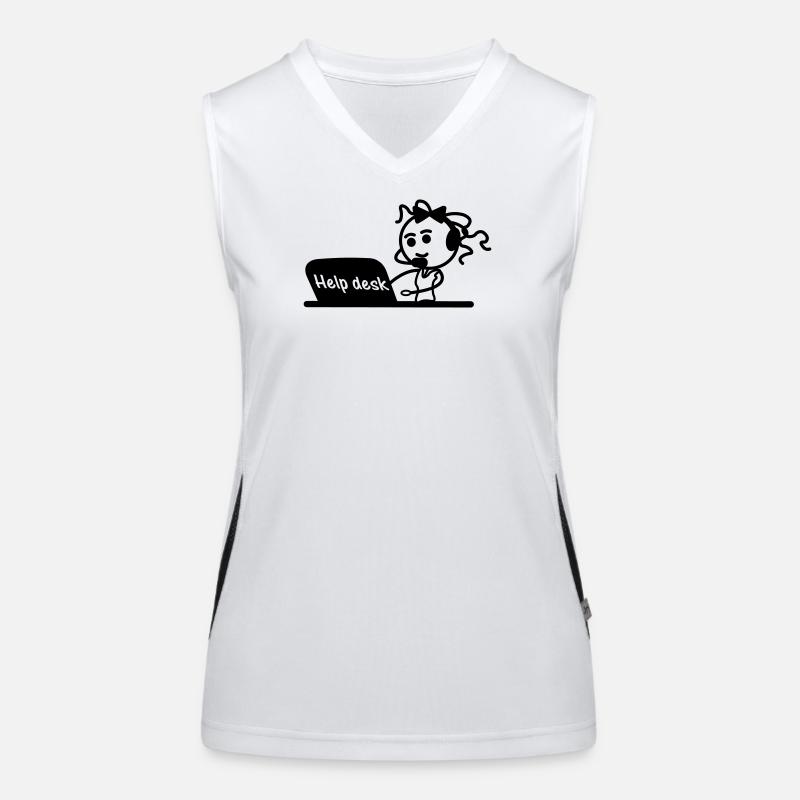 Help desk secretary with microphone and headset Women's Functional Contrast Tank Top