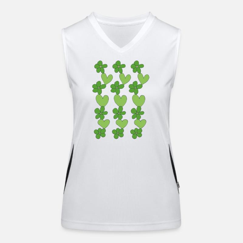 cœurs fleurs vert Débardeur respirant contrasté Femme