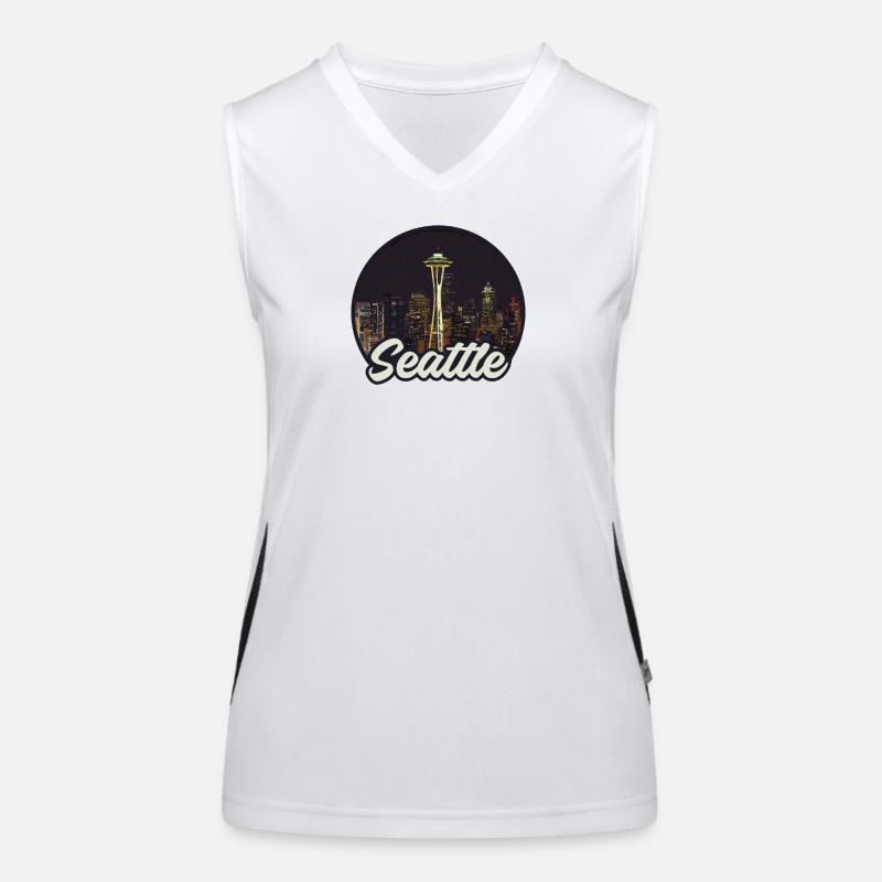 Seattle Skyline Nacht Patch Funktionelles Kontrast-Tank Top für Frauen