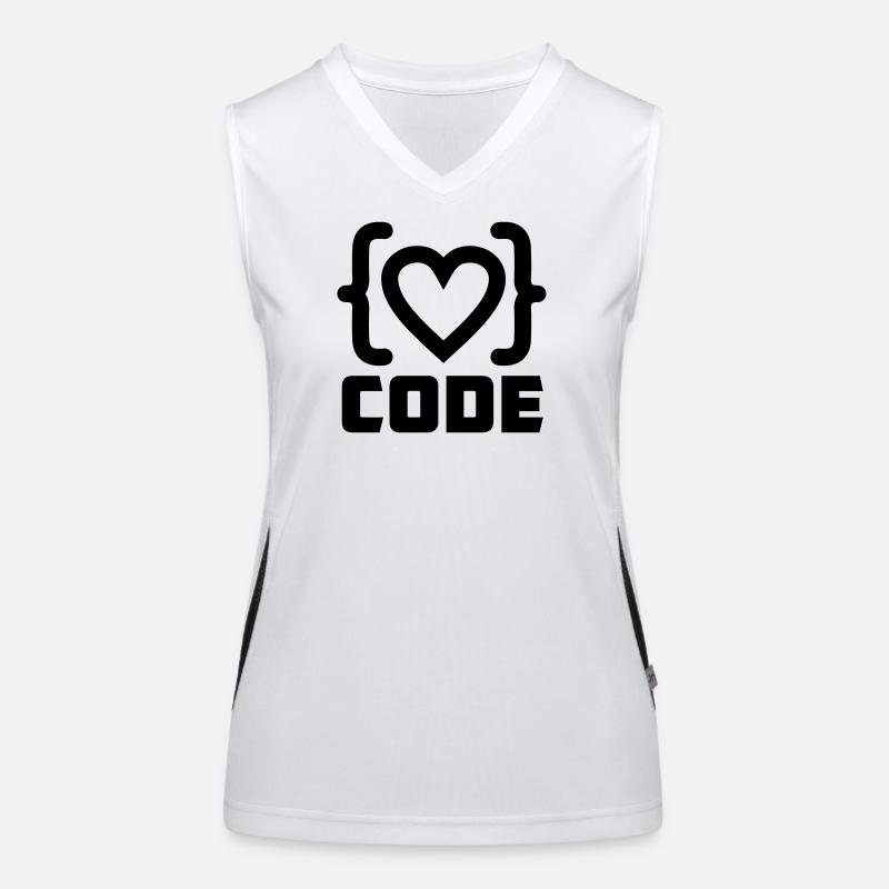 Heart programmer code logo with text CODE Women's Functional Contrast Tank Top